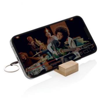 Logotrade promotional gift picture of: Standkey bamboo keychain phone stand