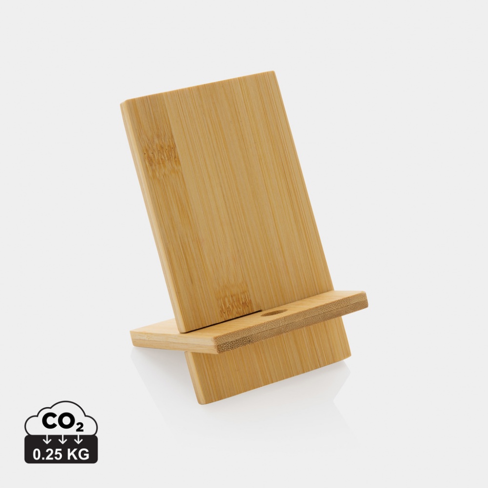 Logo trade promotional merchandise photo of: Bamboo phone stand in kraft box