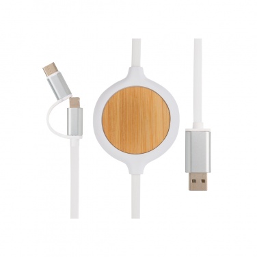 Logo trade promotional product photo of: 3-in-1 cable with 5W bamboo wireless charger