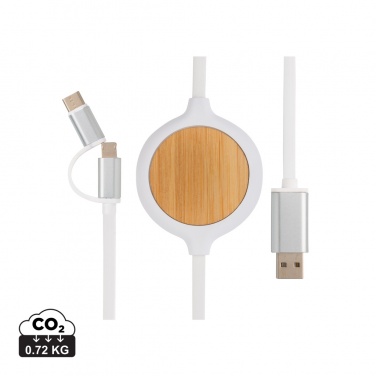 Logotrade promotional merchandise photo of: 3-in-1 cable with 5W bamboo wireless charger