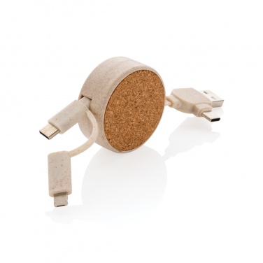 Logotrade advertising product image of: Cork and Wheat 6-in-1 retractable cable