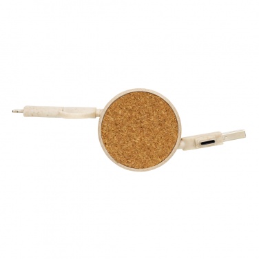 Logotrade advertising product picture of: Cork and Wheat 6-in-1 retractable cable