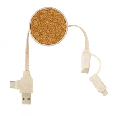 Logotrade promotional gift picture of: Cork and Wheat 6-in-1 retractable cable