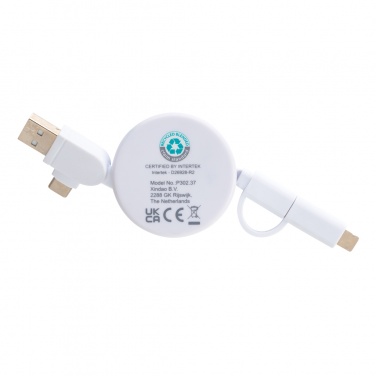 Logo trade promotional products image of: RCS recycled plastic Ontario 6-in-1 retractable cable