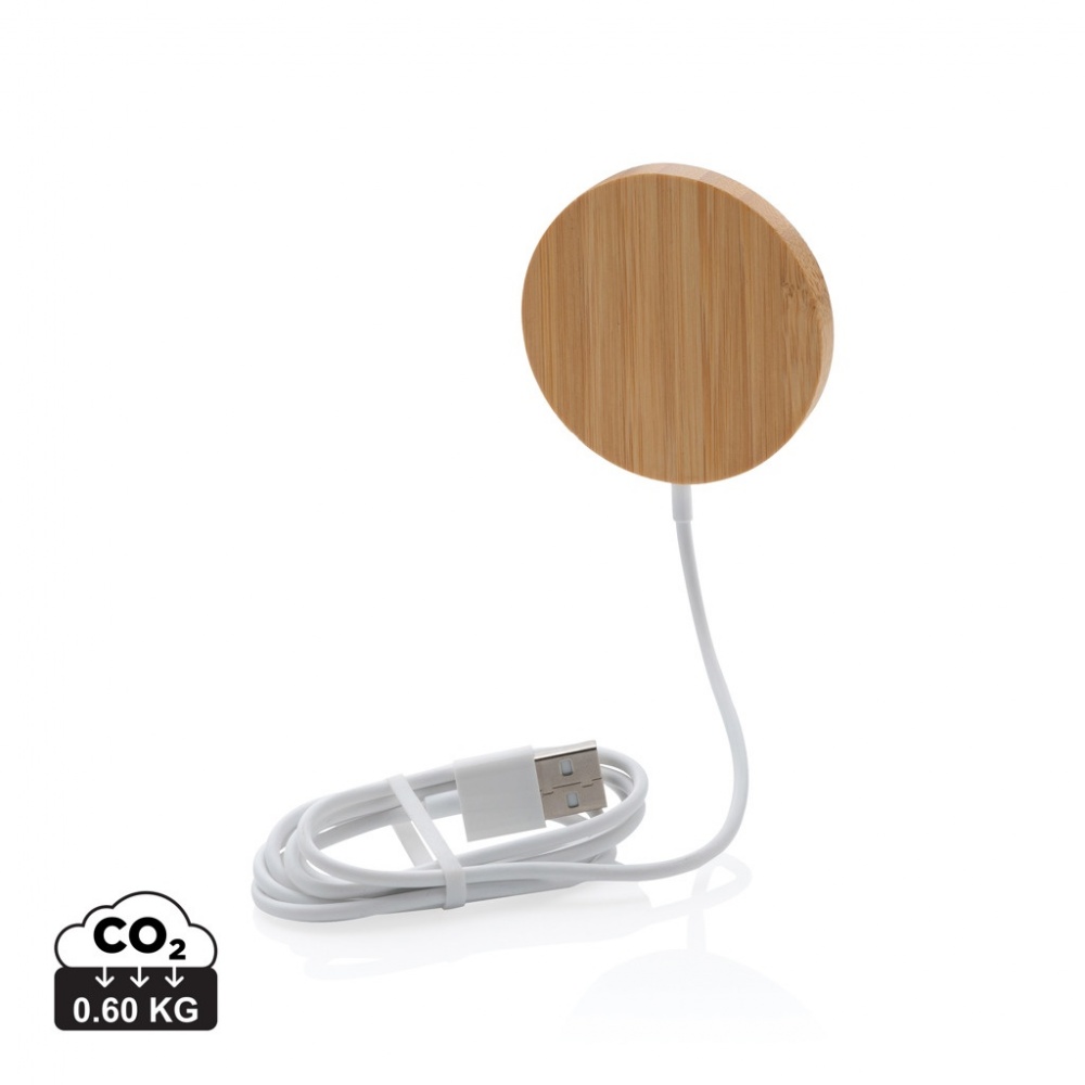 Logo trade corporate gifts picture of: 10W bamboo magnetic wireless charger