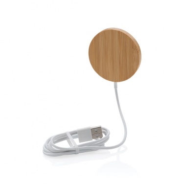 Logo trade promotional giveaways picture of: 10W bamboo magnetic wireless charger