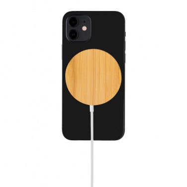 Logo trade business gift photo of: 10W bamboo magnetic wireless charger