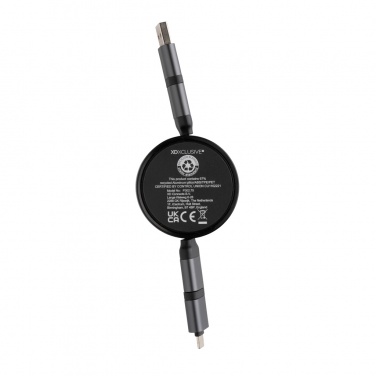 Logo trade promotional item photo of: Terra RCS recycled aluminium retractable 6 in 1 cable