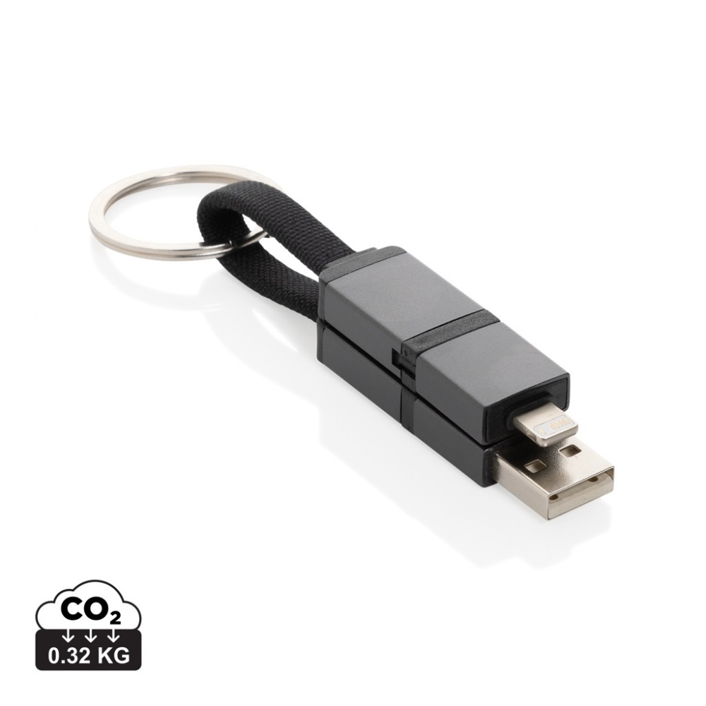 Logotrade promotional items photo of: Terra recycled aluminum 4 in 1 60W fast charging cable