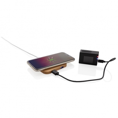 Logo trade promotional giveaways picture of: Bamboo 5W wireless charger with USB