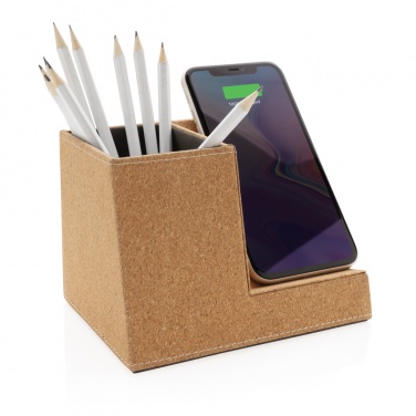 Logotrade business gift image of: Cork pen holder and 5W wireless charger