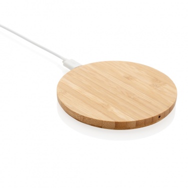 Logo trade promotional items picture of: Bamboo 5W round wireless charger