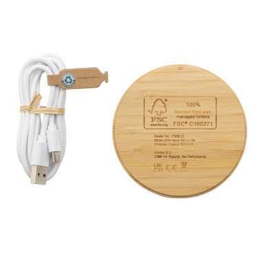 Logotrade promotional giveaways photo of: Bamboo 5W round wireless charger