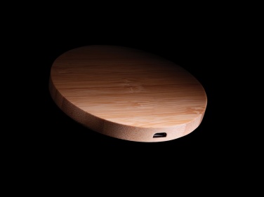 Logo trade promotional giveaway photo of: Bamboo 5W round wireless charger