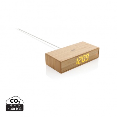 Logo trade promotional gift photo of: Bamboo alarm clock with 5W wireless charger