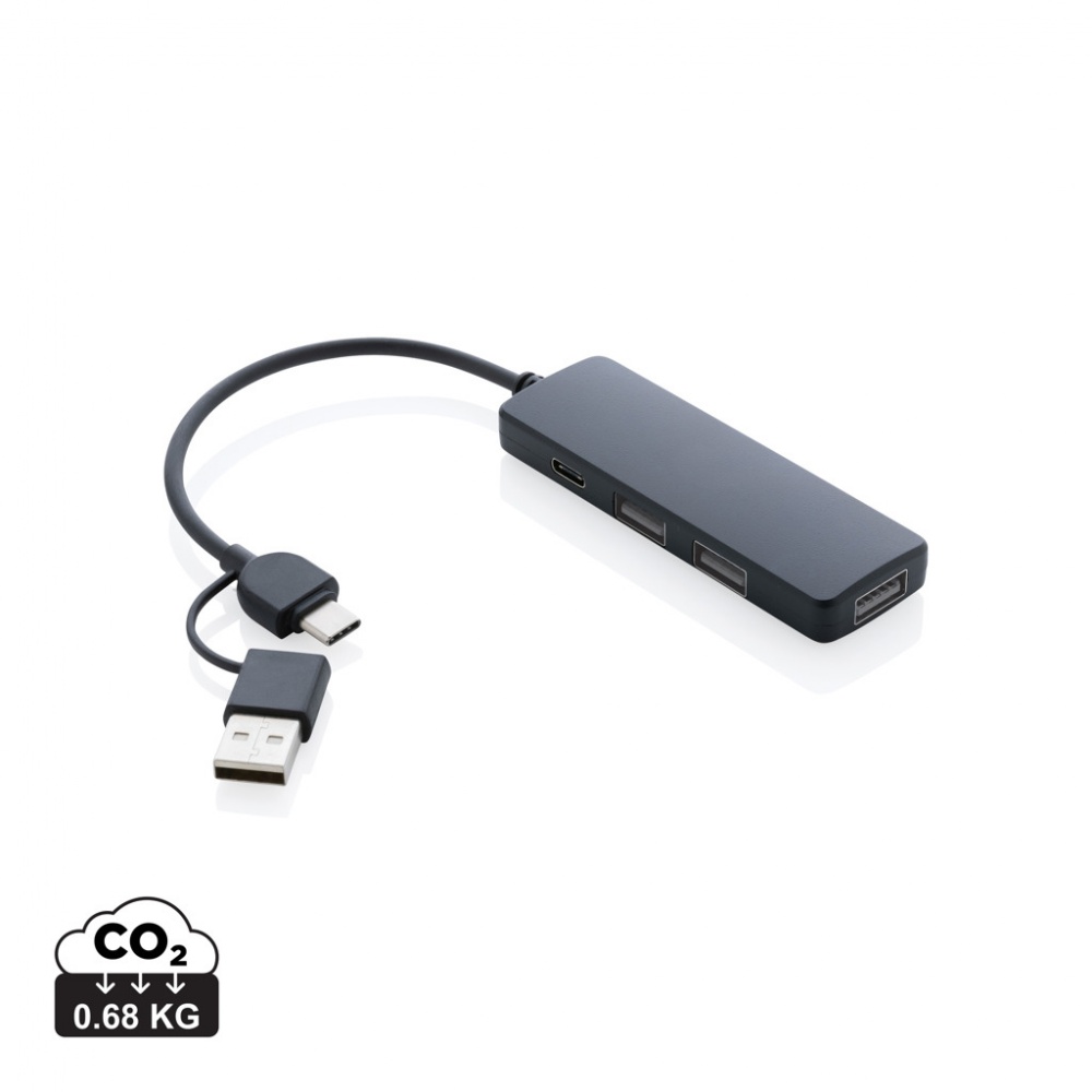 Logotrade promotional giveaways photo of: RCS recycled plastic USB hub with dual input