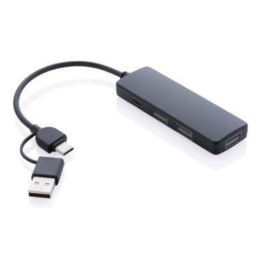 Logo trade promotional products image of: RCS recycled plastic USB hub with dual input