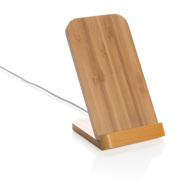 Logo trade promotional giveaway photo of: Bamboo 5W wireless charging stand