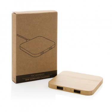 Logotrade promotional giveaways photo of: Bamboo 10W wireless charger with USB