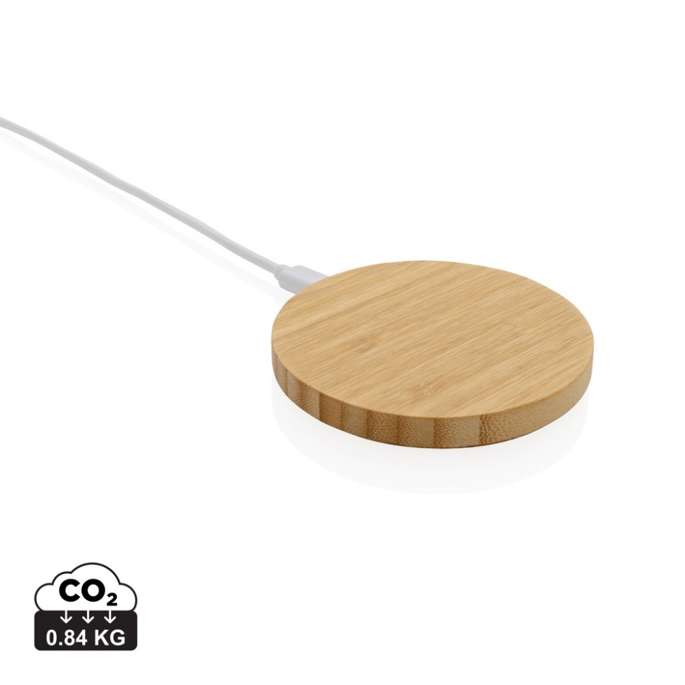 Logo trade promotional merchandise image of: Bamboo 15W wireless charger