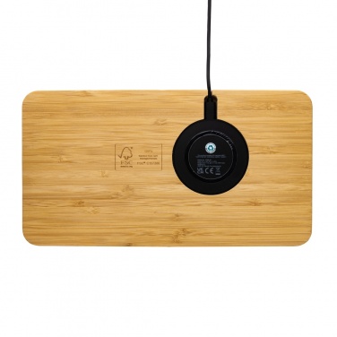 Logo trade promotional gifts image of: Bamboo desk organiser 10W wireless charger