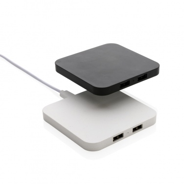 Logo trade promotional items picture of: RCS recycled plastic 10W Wireless charger with USB Ports