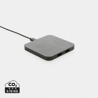 Logotrade promotional product image of: RCS recycled plastic 10W Wireless charger with USB Ports