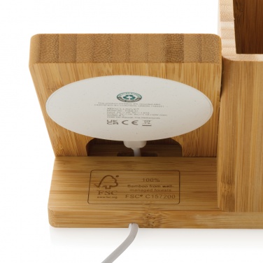 Logo trade promotional merchandise photo of: Calgary bamboo 10W wireless charger