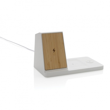 Logotrade promotional gift picture of: Ontario recycled plastic & bamboo 3-in-1 wireless charger