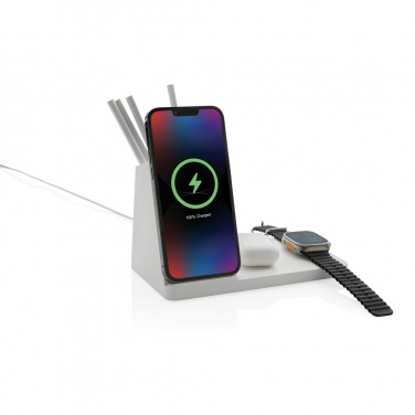 Logotrade promotional giveaways photo of: Ontario recycled plastic & bamboo 3-in-1 wireless charger