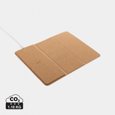 Logo trade promotional gifts image of: 10W wireless charging cork mousepad and stand