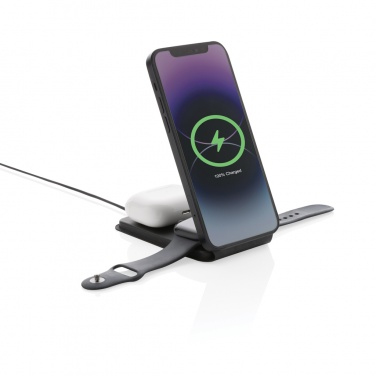 Logo trade promotional gifts image of: Swiss Peak RCS rPU 15W  3-in-1 magnetic wireless charger