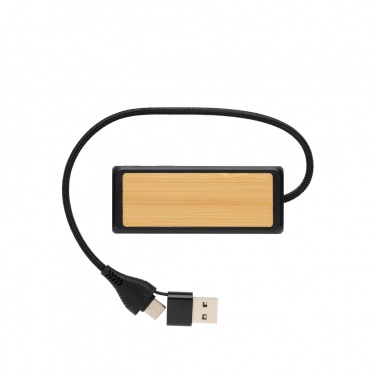 Logo trade business gifts image of: Link RCS recycled plastic and bamboo dual Input USB hub