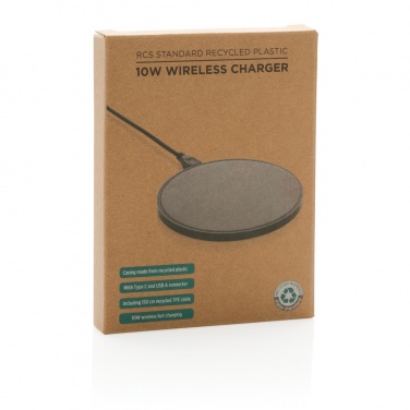 Logo trade promotional products image of: RCS standard recycled plastic 10W wireless charger