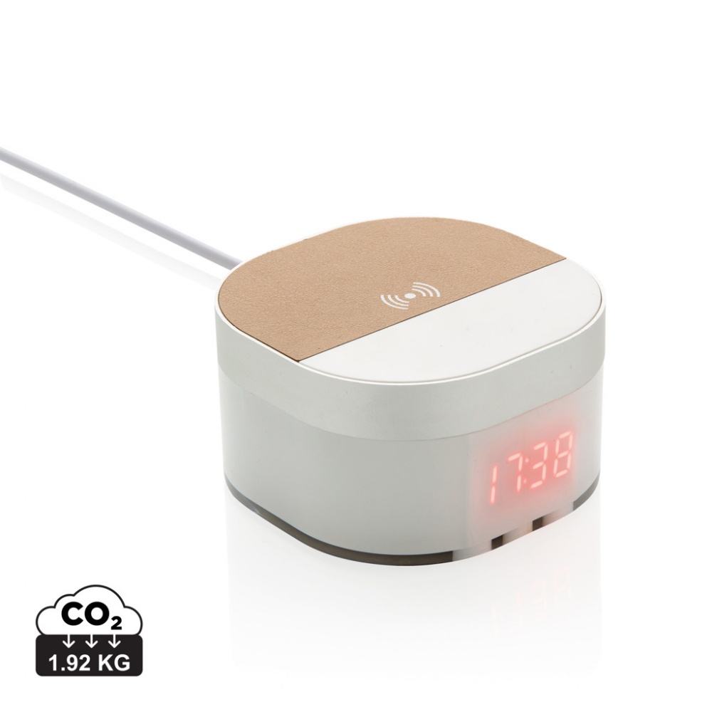 Logo trade promotional item photo of: Aria 5W Wireless Charging Digital Clock