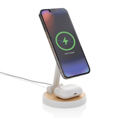 Logo trade promotional gifts picture of: Ontario RCS rplastic 15W magnetic charging 2 in 1 stand