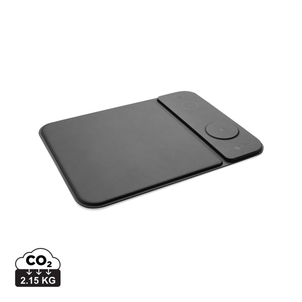 Logotrade corporate gift picture of: Swiss peak RCS recycled PU 15W 3 in 1 charging mousepad