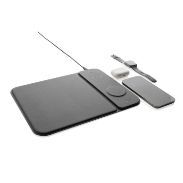 Logotrade promotional giveaway image of: Swiss peak RCS recycled PU 15W 3 in 1 charging mousepad