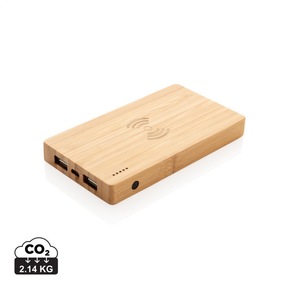 Logotrade promotional gifts photo of: Bamboo 4.000 mAh wireless 5W Powerbank