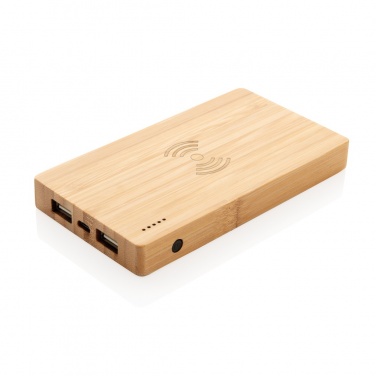 Logo trade promotional gifts image of: Bamboo 4.000 mAh wireless 5W Powerbank