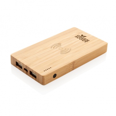 Logo trade promotional items picture of: Bamboo 4.000 mAh wireless 5W Powerbank