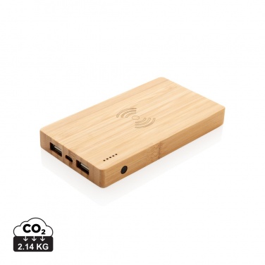 Logotrade corporate gifts photo of: Bamboo 4.000 mAh wireless 5W Powerbank