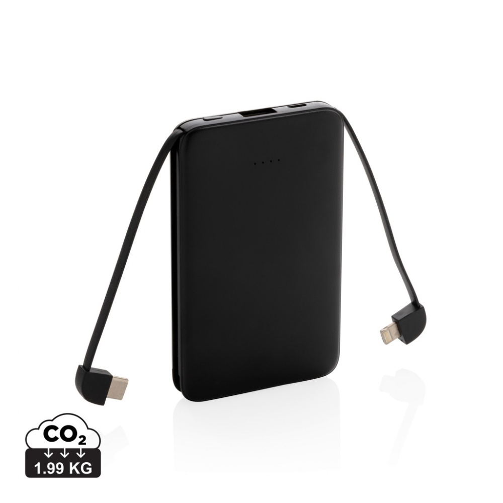 Logotrade promotional giveaway picture of: 5.000 mAh Pocket Powerbank with integrated cables