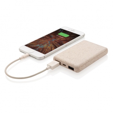 Logo trade promotional merchandise image of: Wheat Straw 5.000 mAh Pocket Powerbank