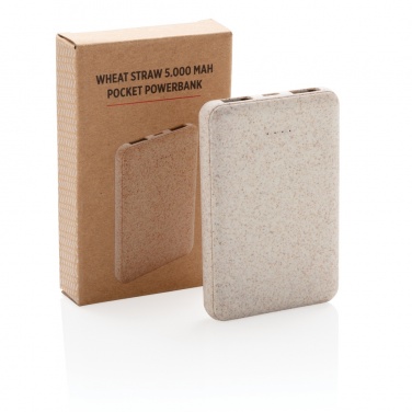 Logo trade corporate gifts picture of: Wheat Straw 5.000 mAh Pocket Powerbank