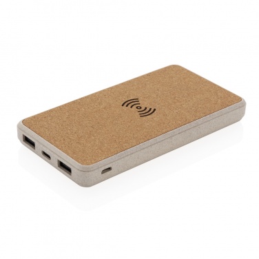 Logotrade promotional giveaway picture of: Cork and Wheat Straw 8.000 mAh 5W wireless powerbank