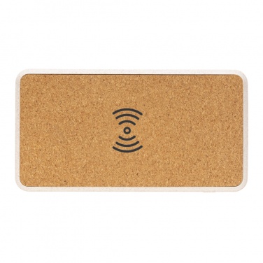 Logo trade promotional items image of: Cork and Wheat Straw 8.000 mAh 5W wireless powerbank