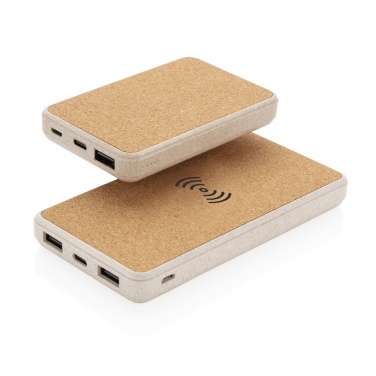 Logotrade promotional merchandise picture of: Cork and Wheat Straw 8.000 mAh 5W wireless powerbank