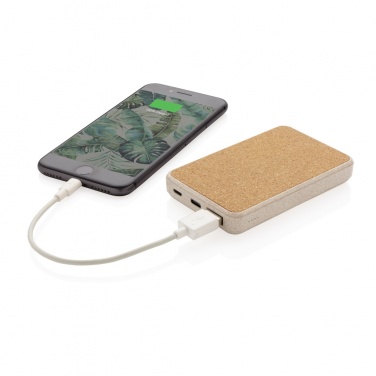 Logo trade business gift photo of: Cork and Wheat 5.000 mAh pocket powerbank