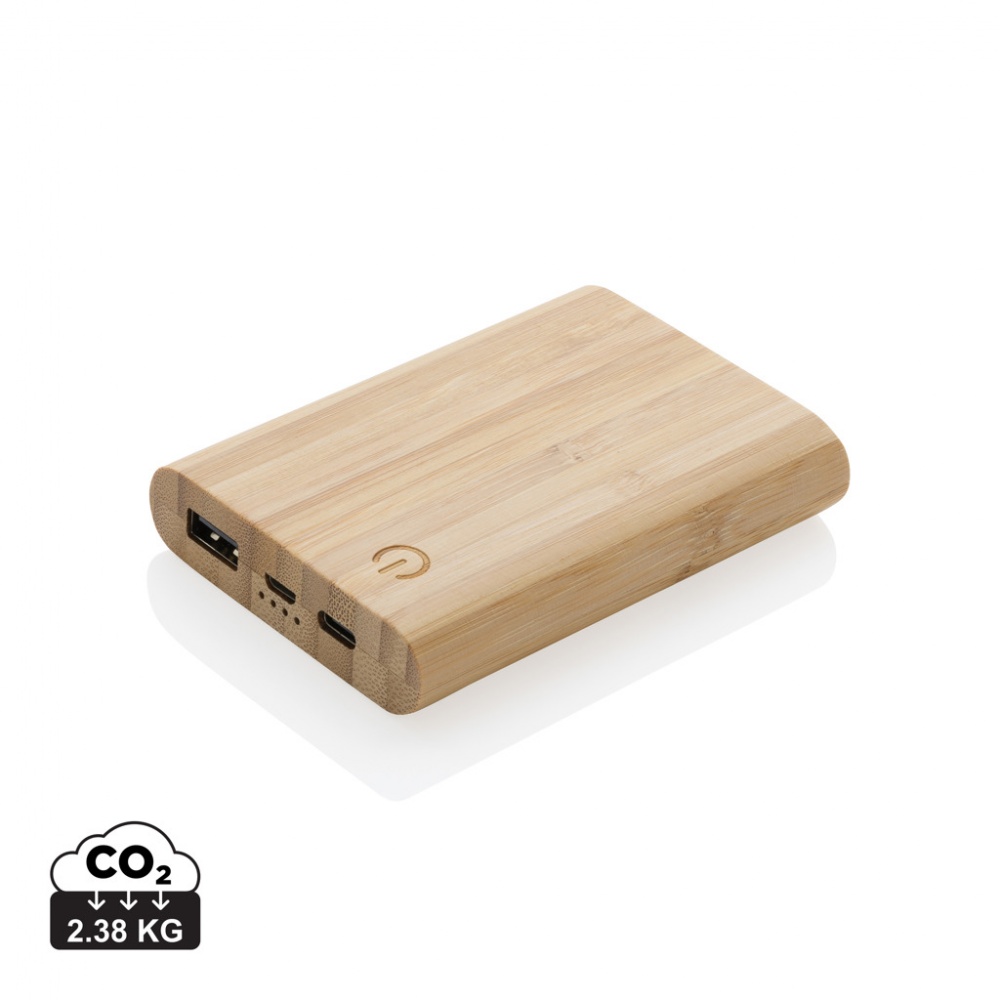 Logo trade advertising products image of: Bamboo 5.000 mAh powerbank